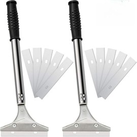 Mudder 4 Inch Razor Blade Scraper Tool Wallpaper Floor Tile Paint Removal Smoothing Scraper Tool with Replacement Blade for Removing Wallpaper Sticker Glue Floor Adhesive(Black,6 Pcs)