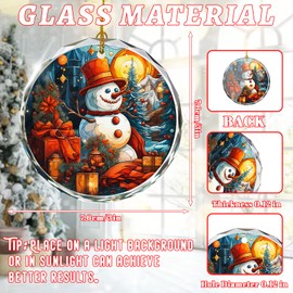 Snowman Stained Glass Ornament, Christmas Ornaments, Christmas Tree Decorations, Snowman Christmas Decoration, Snowman Ornaments for Christmas Tree, Holiday Presents, Gift Exchange
