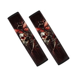 gearider Gothic Skull Car Seat Belt Covers Shoulder Pads Covers Auto Seatbelt Covers Butterfly Car Seat Shoulder Strap Pads Automobile Decor Accessories for Women Men, 2 Pieces