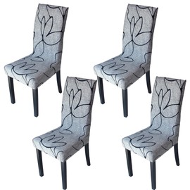 Yiaizhuo Chair Covers for Dining Room Set of 4 Pack Slipcovers High Back Chairs Cover Stretch Slipcover Grey Lotus