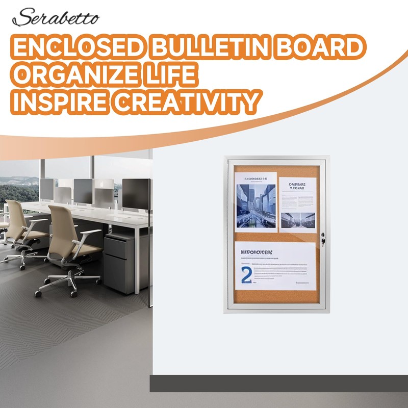 Enclosed Bulletin Board with Locking Door, Outdoor Bulletin Board Weatherproof,