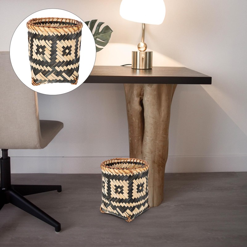 DOITOOL Wicker Waste Paper Bin Rubbish Basket Rustic Woven Trash
