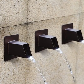 PONDO 2" Square Water Fountain Spout Scupper, 316 Stainless Steel Spillway w/Construction Spray Baffle for Pools, Ponds, Water Walls, Fountains (Brown)
