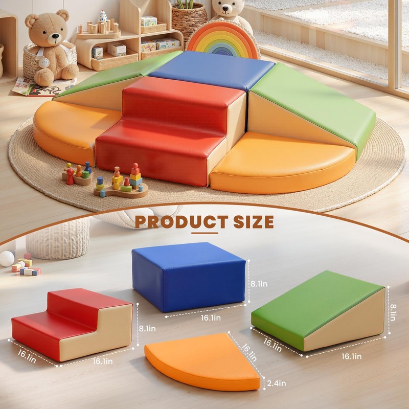 Hoohtoot Foam Climbing Blocks for Toddlers: 6-Piece Soft Play Set