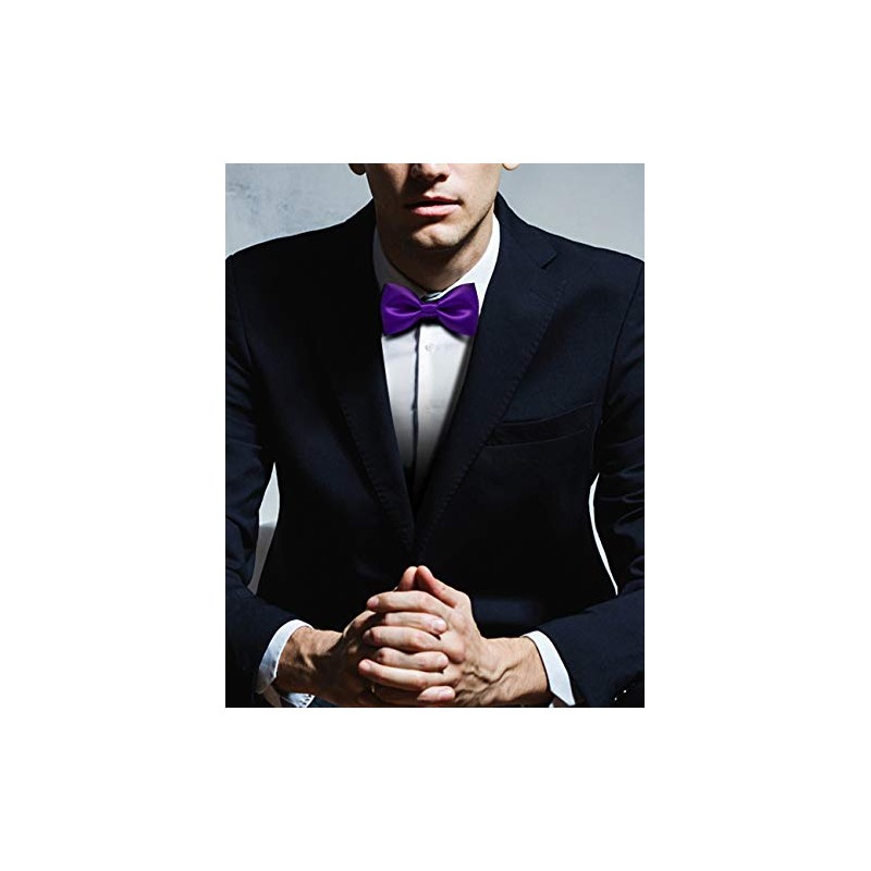 JEMYGINS Mens Bowtie Silk Purple Bow Tie and Pocket Square
