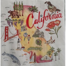 2 individual Paper Decoupage BEVERAGE NAPKINS -CALIFORNIA STATE COLLECTION