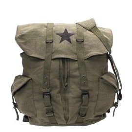 Canvas Backpack - Vintage Rucksack with Star Detail By Rothco