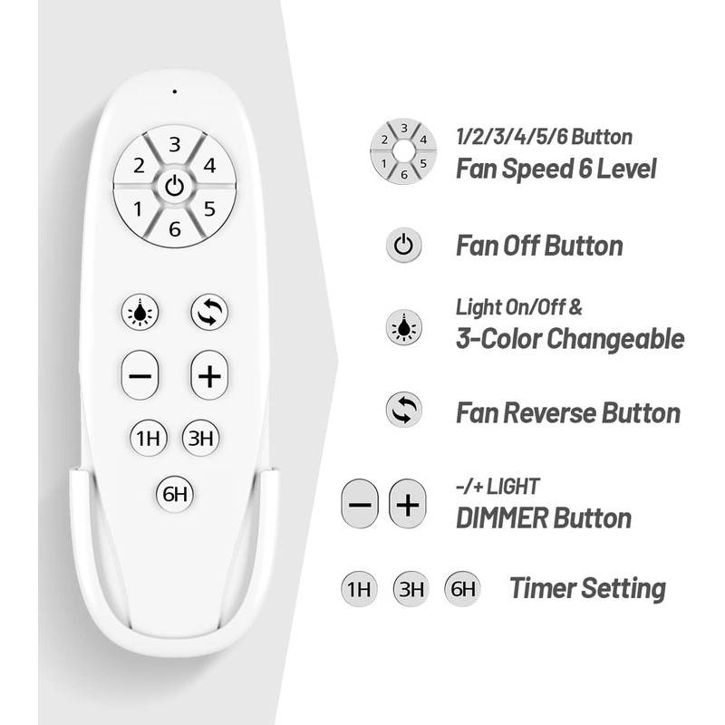 wurzee 72 inch Ceiling Fans, 3CCT LED Reversible DC Motor,