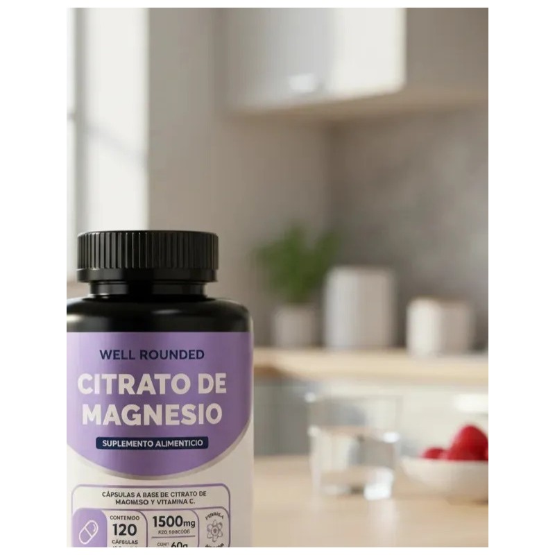 Suplemento de Citrato De Magnesio Puro Con 120 Cápsulas, Well