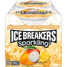 ICE BREAKERS Sparkling Pineapple Mango Seltzer Sugar Free Mints Tins, 1.5 oz (8 Count)