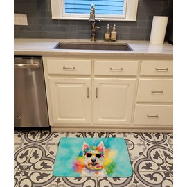 Caroline's Treasures Westie Hippie Dawg Memory Foam Kitchen Mat Machine Washable Anti-Fatigue Mat Cushion Comfort Bath Mat or Kitchen Rug