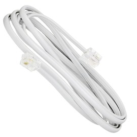 1 x Telephone Cord Line, 2m Length, RJ11 6P2C Telephone Line, White, Bend-resistant Heavy Duty Connector