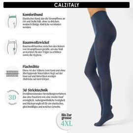 CALZITALY Opaque Soft Microfibre Tights, Colourful Tights for Women, S, M, L, XL, XXL, 3XL, 4XL, 80 Denier, Made in Italy, jeans blue
