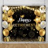 DORCEV 8x8ft Happy Retirement Photography Backdrop Black and Gold Retirement