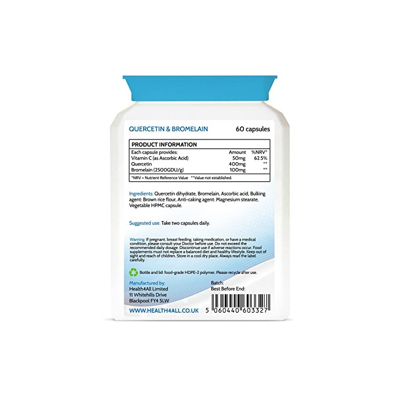 Bromelain 1200gdu 60 Capsules (V) Purest- no additives. Vegan Capsules