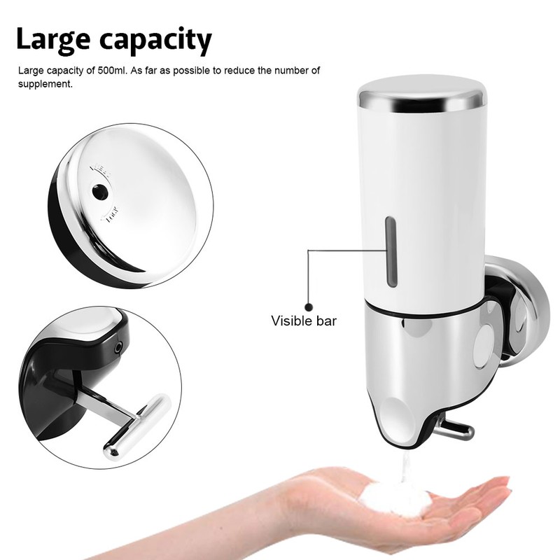 Wall Mounted 500ml Liquid Soap Dispenser Home Bathroom Shower Kitchen