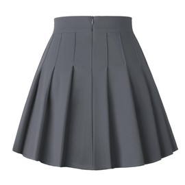 Dressever Women's Pleated Skirts Mini Skater Basic Skirt High Waist Tennis Skirt School Uniform Cheerleader Skirts Grey XL