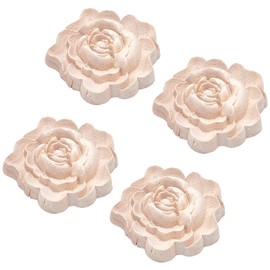 GORGECRAFT 4PCS Wooden Carved Onlay Appliques Rose Carving Decal Corner Craft Unpainted Furniture Home Wood Decoration for Dresser Bed Door Cabinet Wardrobe Ceiling 3"x3" for Valentine's Day