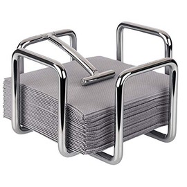 Buddy´s Bar - Napkin Holder, Napkin Dispenser for 65 Cocktail Napkins, Napkin Stand, Chrome Metal Napkin Dispenser for Cocktail Napkins, Includes Weight, 14 x 14 cm, 10 cm Height