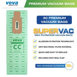 30 Pack Type CC Vacuum Bags for Oreck XL, XL5, XL7, XL21, 2000, 3000, 4000, 7000, 8000, 9000 Upright Vacuum Cleaner, Hypo-Allergenic Bags
