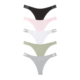 Victoria's Secret 5-Pack Logo Cotton High-Leg Thong Panties