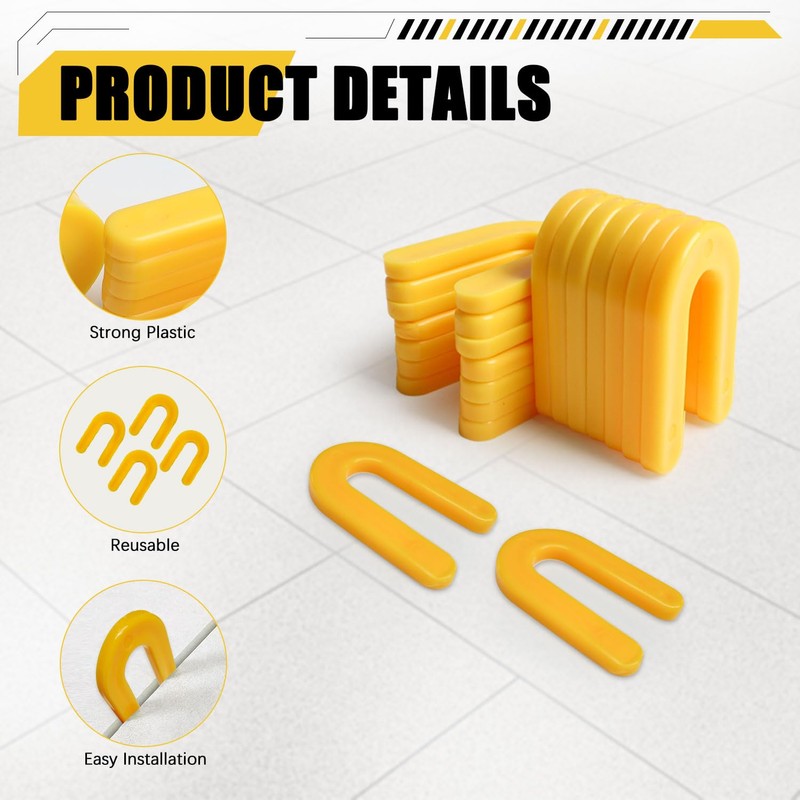 200 Horseshoe Tile Spacers, 3/16-Inch U-Shaped Plastic Spacers for Tile