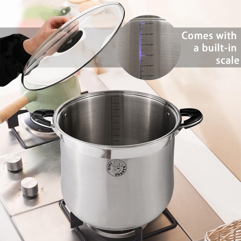 Vivicreate Stainless Steel Stock Pot, 27.5 Quart, 11.4 x 13.4