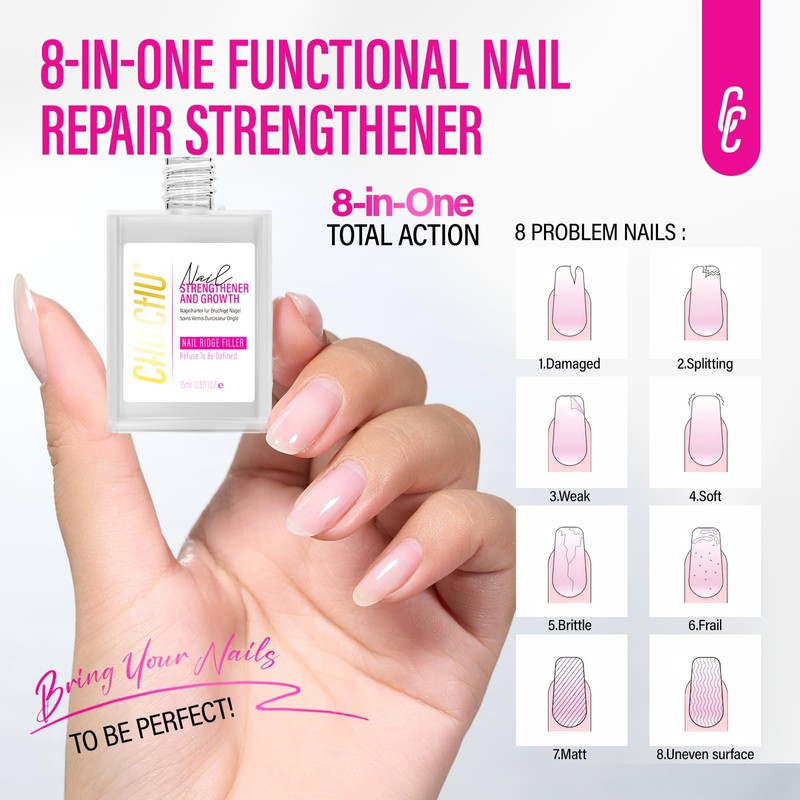 Nail Strengthener for Women: 8 in 1 Natural Nail Hardener