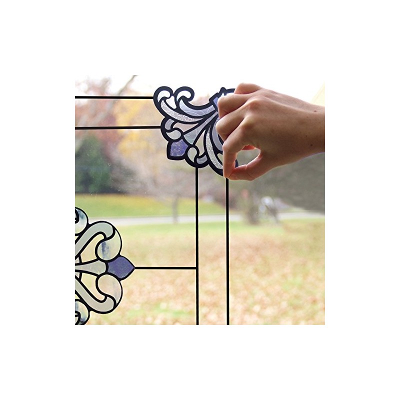In Home InHome NH2366 Caming Line Stained Glass Decals, Black