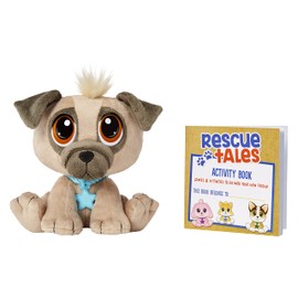 little tikes 658044EUC Rescue Tales Babies Pug Fun Plush Toy for Children to Collect with Collar, Pendant, Kennel, Stickers & Activities, from 3 Years