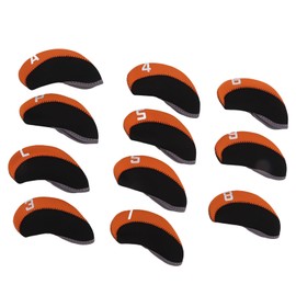 11PCS Golf Club Head Covers Neoprene Numbered Golf Club Head Protector for Outdoor Courts Orange