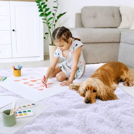 ROHATIM Deep-Pile Rug Living Room Super Soft Shaggy Rug Fluffy Soft Area Rug Bedroom Rugs Super Soft Fluffy Children's Mat, Pure White, 80 x 150 cm