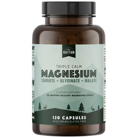 NATURAL RHYTHM Magnesio Triple Calm - 120 cápsulas vegetarianas sin gluten - Con Glicinato, Taurato y Malato de Magnesio