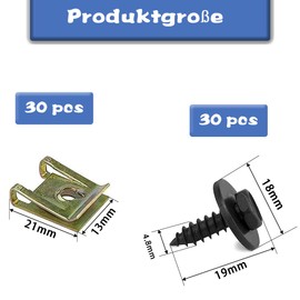 60 Pieces Stainless Steel Sheet Nuts, 30 Sets Screw Nut Clip Snap Nut Set, Spring Sheet Metal Nuts, Thread Clip Nut Set, Body Sheet Metal Nuts, Black