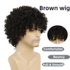 Salaibs Brown Curly Afro Wig for Men Short Fluffy Rocker