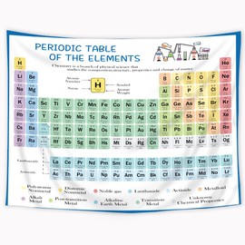 Riyidecor Periodic Table Tapestry 80Wx60H Inch Chemistry Elements Teachers School Educational Scientific Student Wall Hanging Teens Cool Aesthetic Home Dorm Decor Art Living Room Bedroom