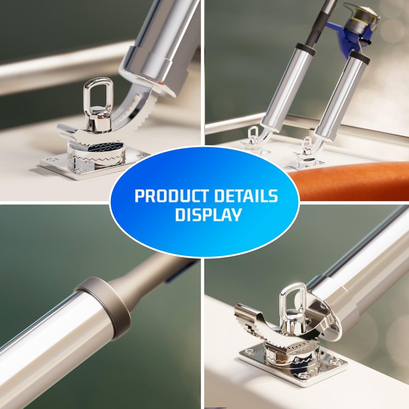 Fishing Rod Holder，2 Pack 360 Degree Adjustable Deck Mount 316