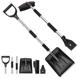 TERRALYX Ice Scrapers for Car Windshield,Snow Shovel with Aluminum Handle,42" Extendable Snow Brush with Foam Grip and 360° Pivoting Brush Head,Snow Scraper for Car,5 in 1 Snow Removal for Truck, SUV