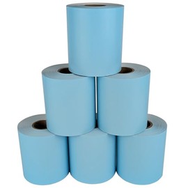 EPSON TM-L90, TM-L90(II), Star TSP654, Bixolon SRP-S300 - Blue Sticky Thermal Paper - 3 1/8" x 120' - 6 rolls/case - and other liner-free compatible thermal printers!