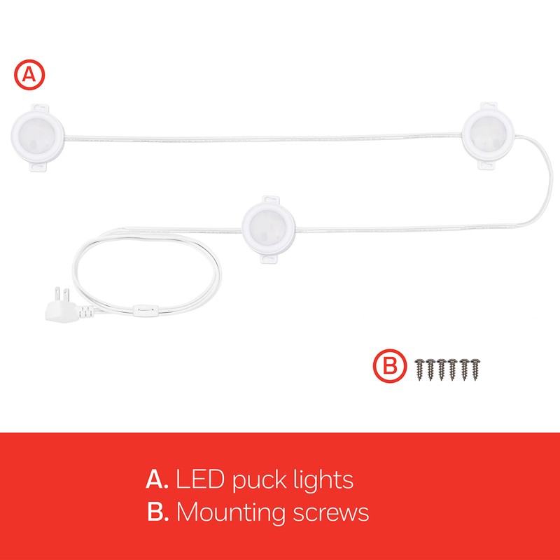 UltraPro LED Puck Lights, 3 Pucks, Under Cabinet Lighting, 2700K