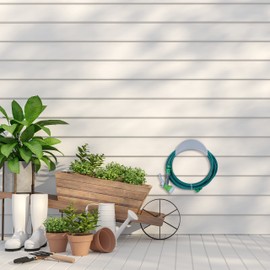 Relaxdays Wall Hose Holder for 30 m 1/2 Inch Hose, Garden Hose Holder, Metal, Round Hose Hanger, Grey, Iron, 13 x 18 x 13 cm