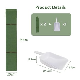 Estresen 2 x Sandbags for Filling with 1 x Shovel, 90 x 20 cm Silo Sandbags Unfilled, UV-Resistant Reusable Flood Sandbag with Handles Flood Protection Water Barrier