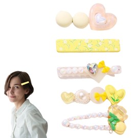 Hair Clips Flowers Hair Pins Yellow Small Pearl Fashion Elegance Decorative Hair Clip Set for Women Girls Gifts Hair Clips Ladies 0822