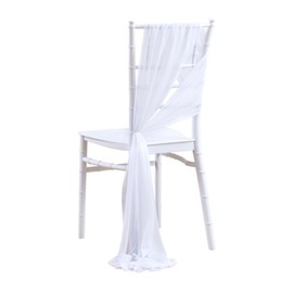 Pmnzdy Pack of 2 Tulle Chair Bows Chiffon Fabric Chair Back 20 x 251 cm Streamer Chair Band Chair Cover Chair Bow Tie Backs Wedding Anniversary Party Banquet Event Reception Decoration White