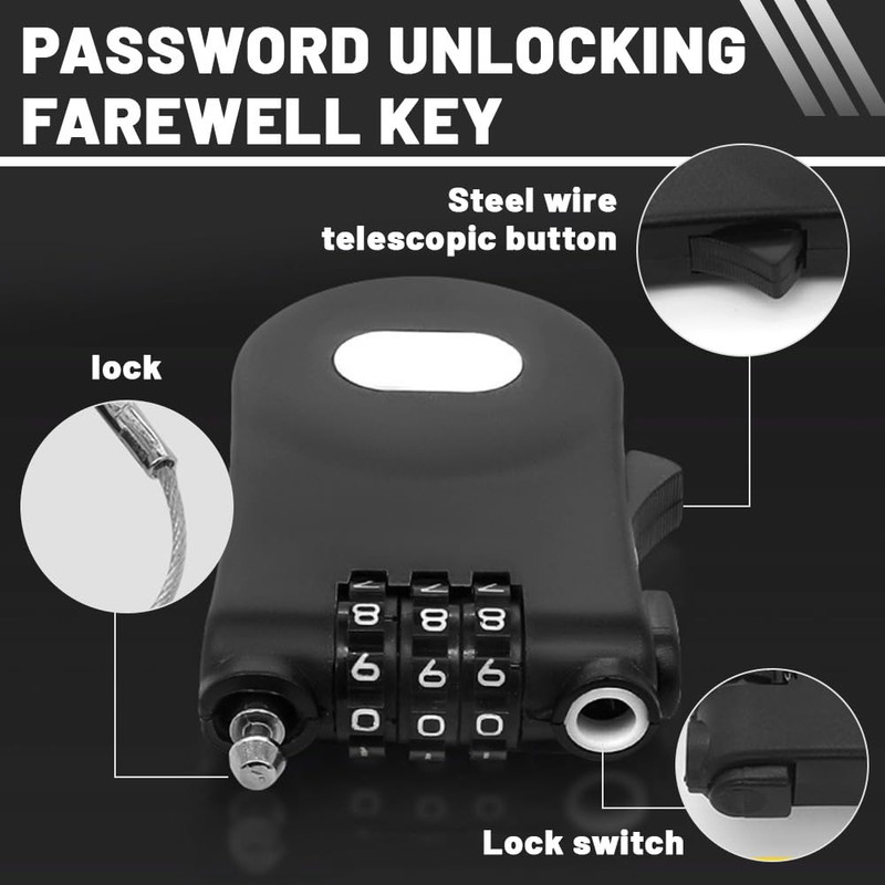 KYLOS Bicycle lock, e-scooter lock, cable lock, with 3 number