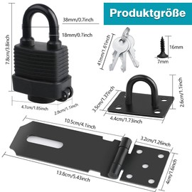 Stainless Steel Deadbolt Lock Hasp with Padlock & Screws, 5 Inch Padlock Hasp, Safety Hasp for Garden, Woodshed, Gate, Cabinet Door