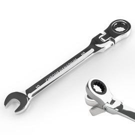 Egofine 10mm Ratchet Wrench Flex Head, Ratcheting Combination Wrench Metric, Industrial Grade Gear Spanner with 12 Point Box End, 72-Teeth Ratchet, Chrome Vanadium Steel