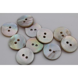 Pack of 10 Natural Shimmer Mother of Pearl Buttons 2 Hole European Made Flat 10 Sizes Available Mother of Pearl Buttons (11mm)