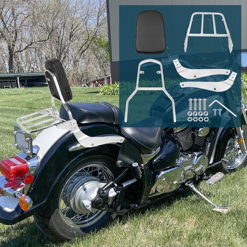 DSISIMO Chrome Backrest Sissy Bar With Luggage Rack Backrest Pad