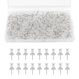 200pcs Clear Push Pins - Drawing Pins with Storage Box, Pins for Pinboard, Notice Board Pin, Thumb Tacks for Wall Hangings, Cork Board, Maps Posters Photos, Pinboard, Notice and Bulletin Boards
